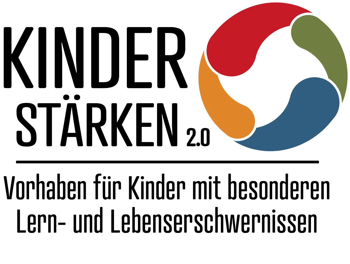 Logo des ESF-Plus-Programms „Kinder stärken 2.0 – Vorhaben für Kinder mit besonderen Lern- und Lebenserschwernissen“